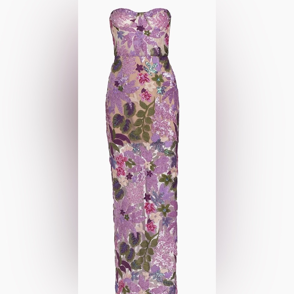 Dahlia Lilac Floral Strapless Dress
